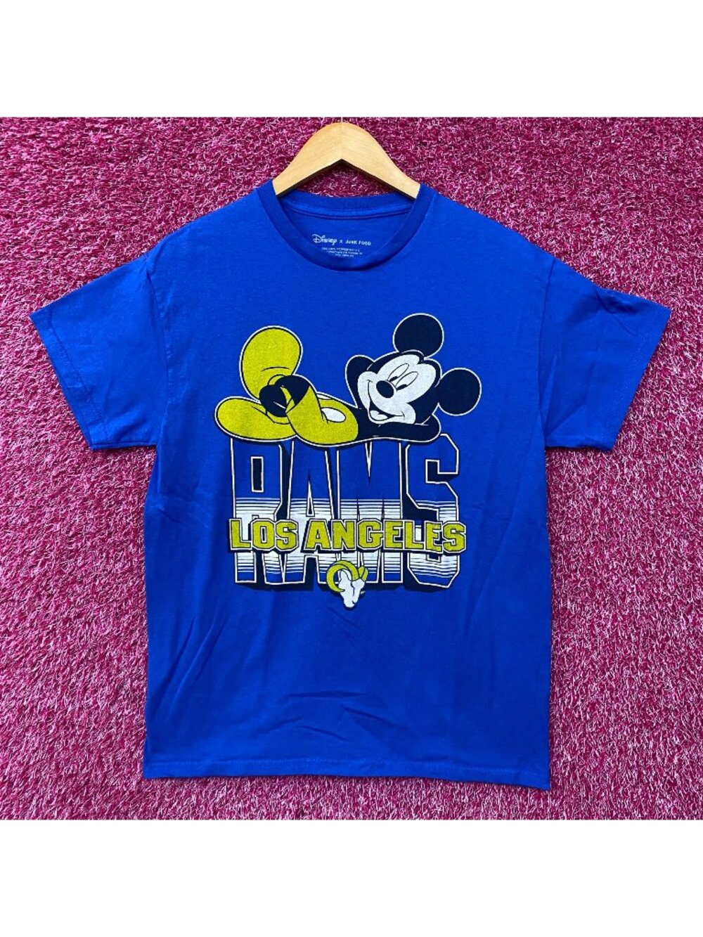 Junk Food x NFL DInsey Mickey Mouse Kick Back Los Angeles Rams T-Shirt Small